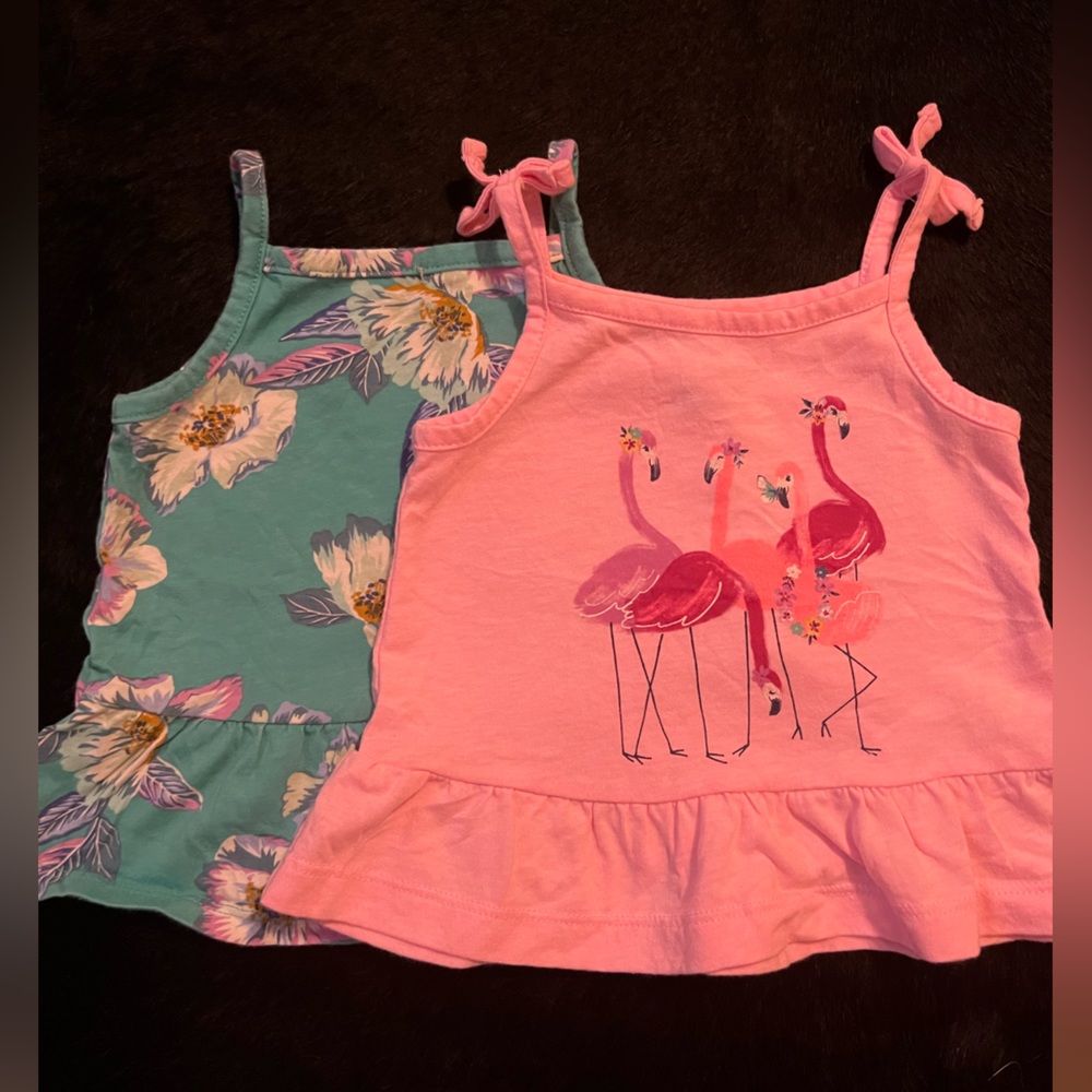 3/$15❣️BUNDLE Baby Girls Summer🦩 Ruffle Tanks; 6 months